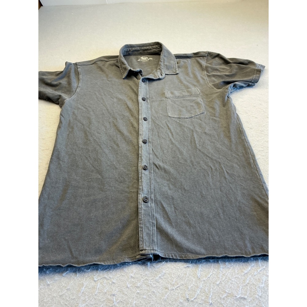The Normal Brand Short Sleeve Button Down Shirt Gray Cotton Medium Casual Pocket